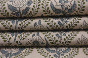 Elegant Hand Block Print viscose Linen Fabric Curtains - Amarbel Design