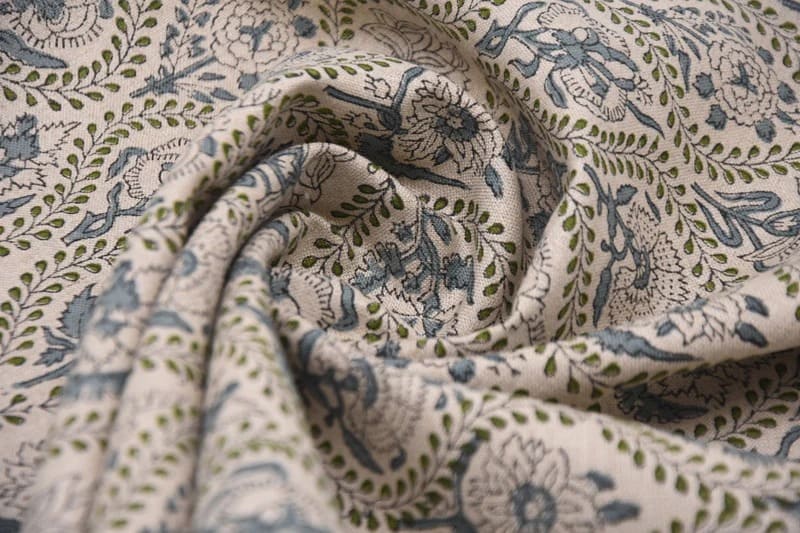 Elegant Hand Block Print viscose Linen Fabric Curtains - Amarbel Design