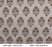 Handmade Block Print Pure Linen Fabric For Lampshade - Traffic Light