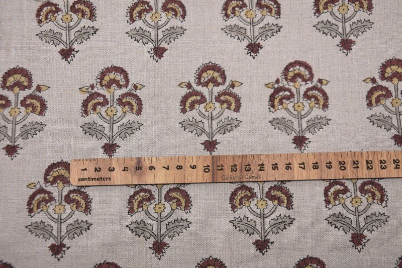 Handmade Block Print Pure Linen Fabric For Lampshade - Traffic Light