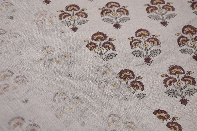 Handmade Block Print Pure Linen Fabric For Lampshade - Traffic Light