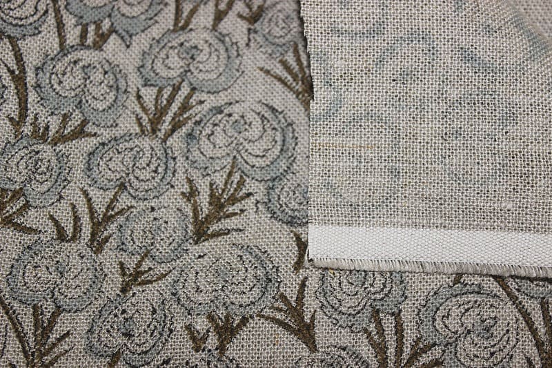 Premium Hand Block Print Visceous Linen Fabric - Heart Vine