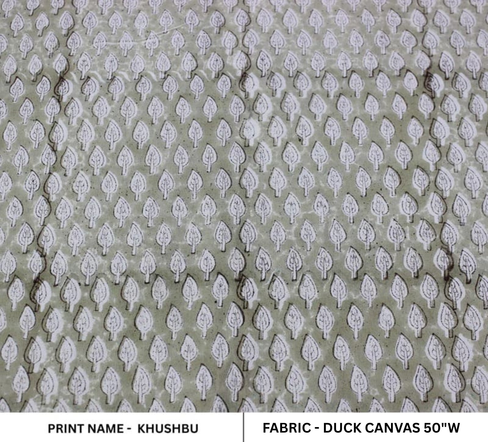 Artisan Block Print Gray Duck Canvas Fabric - Khushbu