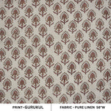 Handcrafted Durable Mediumweight Customizable Boho Floral Red Pure Linen Fabric - Gurukul