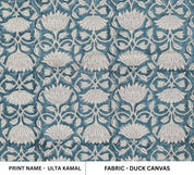 Handcrafted Ulta Kamal Beige Floral Duck Canvas Boho Fabric