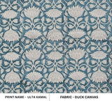 Handcrafted Ulta Kamal Beige Floral Duck Canvas Boho Fabric