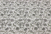 Minimalist Hand Block Print White Thick Linen Fabric - Kurukshetra