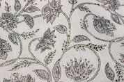 Minimalist Hand Block Print White Thick Linen Fabric - Kurukshetra