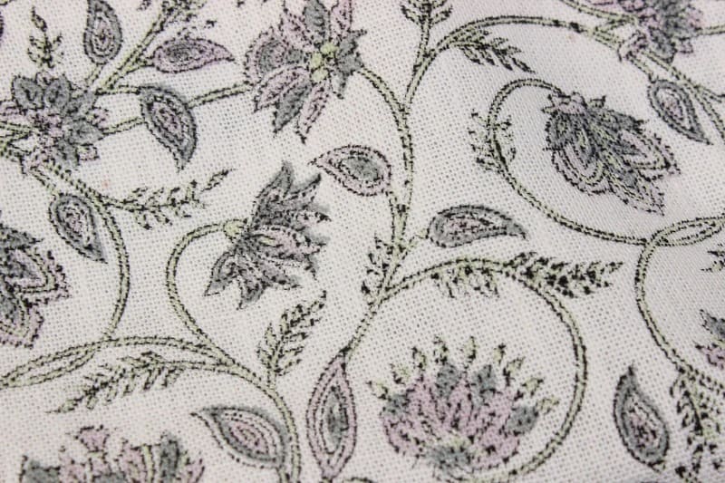 Minimalist Hand Block Print White Thick Linen Fabric - Kurukshetra