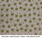 Handmade Block Print Brown Pure Linen Fabric – Green Coconut