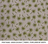 Handmade Block Print Brown Pure Linen Fabric – Green Coconut