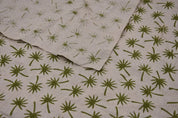 Handmade Block Print Brown Pure Linen Fabric – Green Coconut