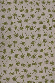 Handmade Block Print Brown Pure Linen Fabric – Green Coconut