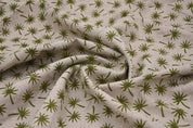 Handmade Block Print Brown Pure Linen Fabric – Green Coconut