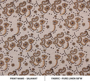 Floral Block Print Handmade Linen Cushion Cover Black Bronze  - Sajawat
