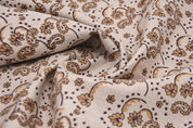 Floral Block Print Handmade Linen Cushion Cover Black Bronze  - Sajawat