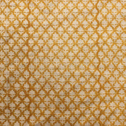 Floral Block Print Mustard Thick Linen Fabric - Pinkcity Jaal