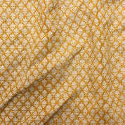 Floral Block Print Mustard Thick Linen Fabric - Pinkcity Jaal