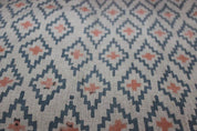 Handmade Block Print Grey & Green Floral Pure Linen Fabric - Ikat