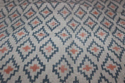 Handmade Block Print Grey & Green Floral Pure Linen Fabric - Ikat