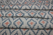 Handmade Block Print Grey & Green Floral Pure Linen Fabric - Ikat