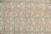 Hand Block Print Green Floral Fabric For Lampshade - Sudarshan Jaal