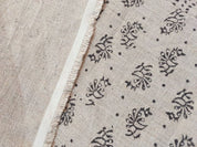 Handcrafted Block Print Beige Thick Linen Fabric  - Jhumkaa