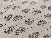 Handcrafted Block Print Beige Thick Linen Fabric  - Jhumkaa