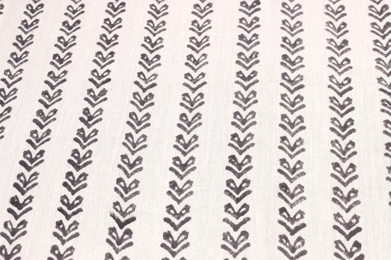 Hand Block Print Granite Grey Off White Linen Fabric - Tribal Arrow