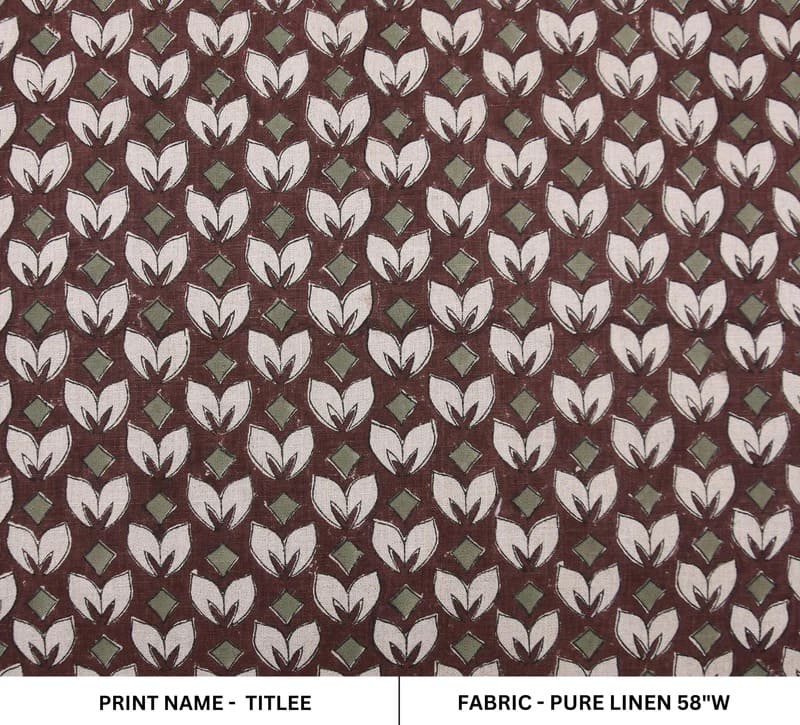 Hand Block Print Pure Linen Fabric For Farmhouse Curtains - Tittle