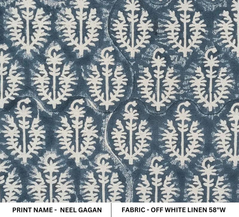 Block Print Gray Floral Fabric for Neutral Bedroom – Neel Gagan