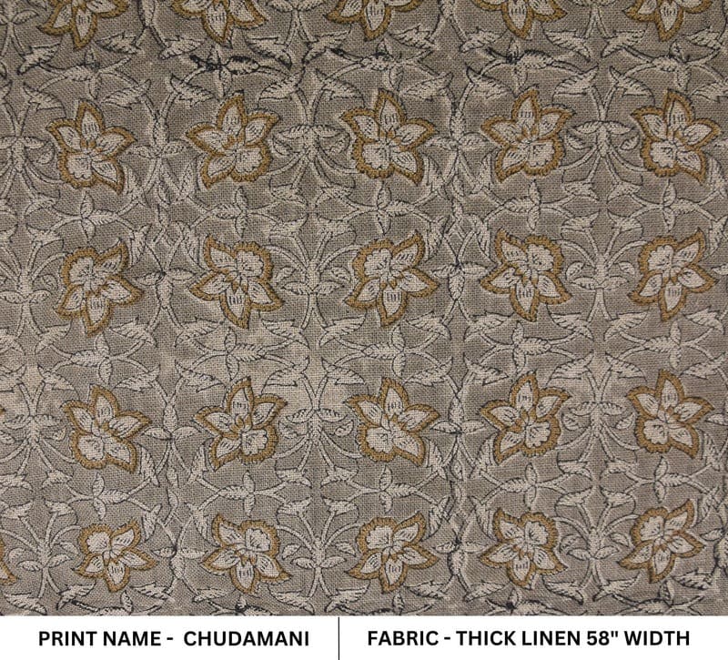 Hand Block Brown & Pink Linen Fabric for Cushions – Chudamani