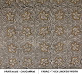 Hand Block Brown & Pink Linen Fabric for Cushions – Chudamani