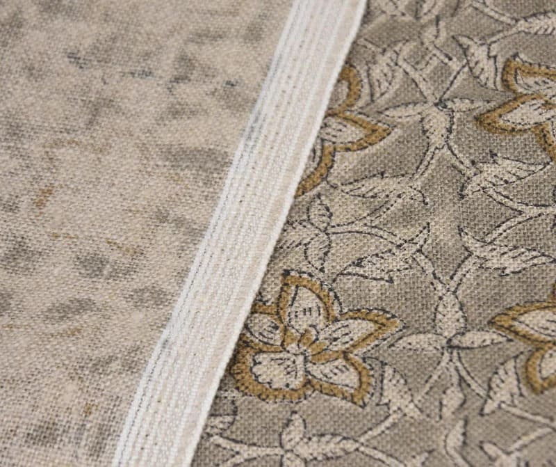Hand Block Brown & Pink Linen Fabric for Cushions – Chudamani