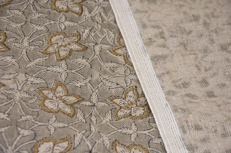 Hand Block Brown & Pink Linen Fabric for Cushions – Chudamani