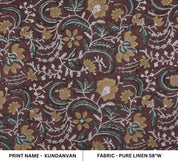 Hand Block Chocolate Brown Linen Fabric for Cushion Cover – Kundanvan