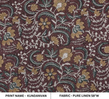 Hand Block Chocolate Brown Linen Fabric for Cushion Cover – Kundanvan