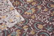 Hand Block Chocolate Brown Linen Fabric for Cushion Cover – Kundanvan