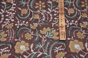 Hand Block Chocolate Brown Linen Fabric for Cushion Cover – Kundanvan