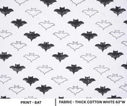 Hand Woven Block Print  White & Black Fabric For Cushion Covers - Bat
