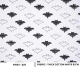 Hand Woven Block Print  White & Black Fabric For Cushion Covers - Bat
