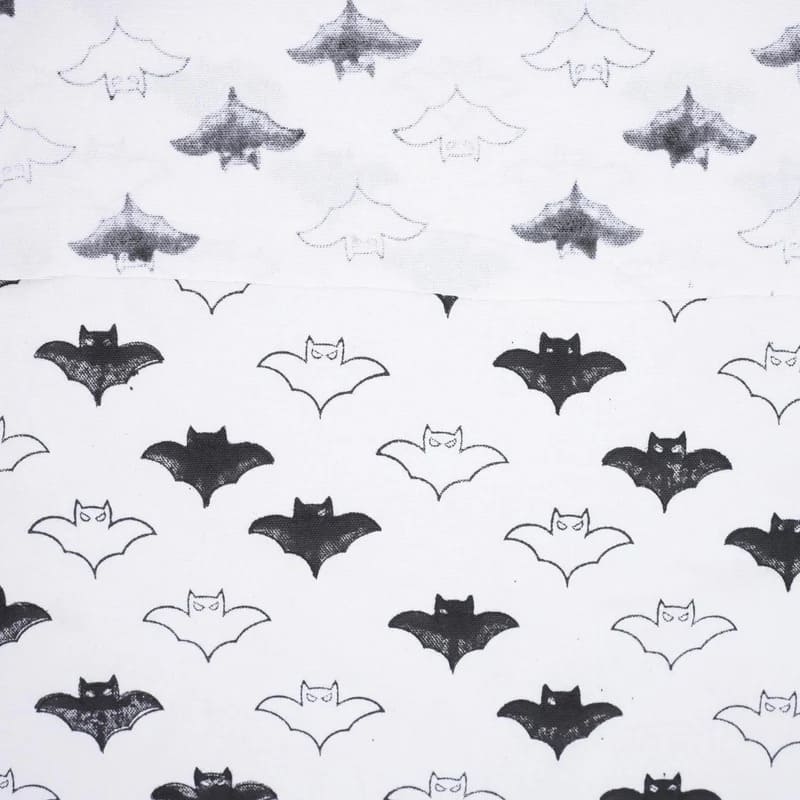 Hand Woven Block Print  White & Black Fabric For Cushion Covers - Bat