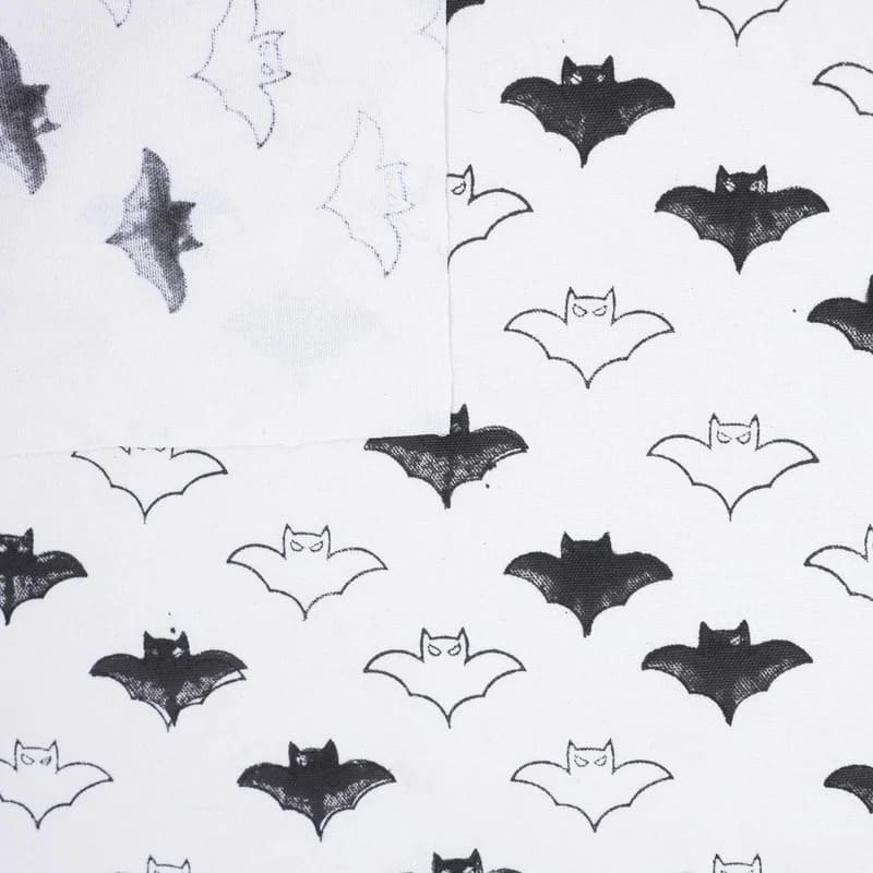 Hand Woven Block Print  White & Black Fabric For Cushion Covers - Bat