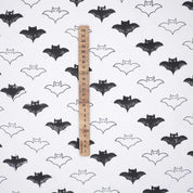 Hand Woven Block Print  White & Black Fabric For Cushion Covers - Bat