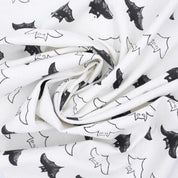 Hand Woven Block Print  White & Black Fabric For Cushion Covers - Bat