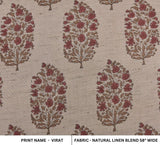Eco-friendly Hand Block Print Red & Brown Linen Blend Fabric - Virat
