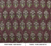 Hand Block Floral Linen Fabric for Cushion Covers – Mormukut
