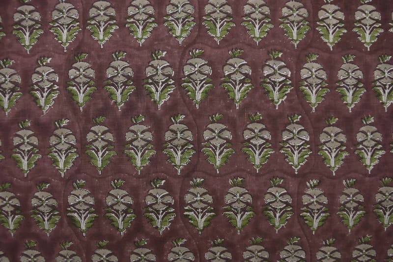Hand Block Floral Linen Fabric for Cushion Covers – Mormukut