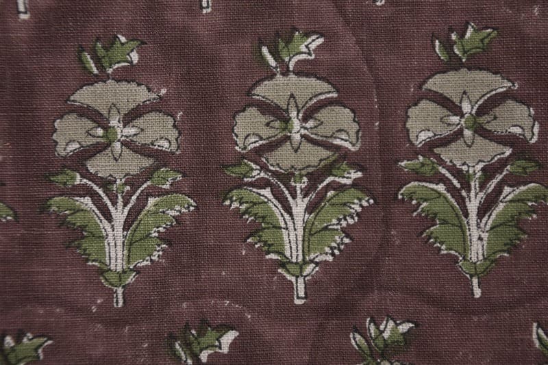 Hand Block Floral Linen Fabric for Cushion Covers – Mormukut