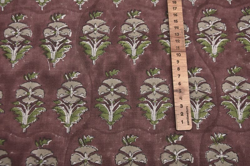Hand Block Floral Linen Fabric for Cushion Covers – Mormukut